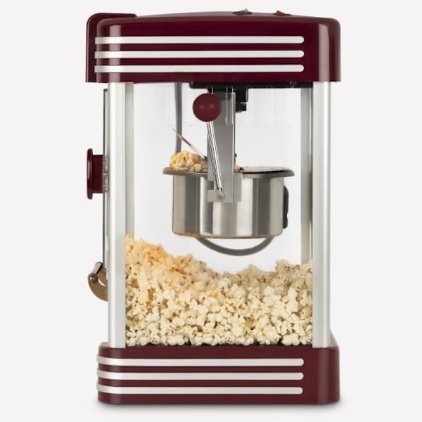 Popcornmaskin HKOENIG - POP330 - Retro design - Kapacitet 50g - Inre värmeljus - 360W Röd