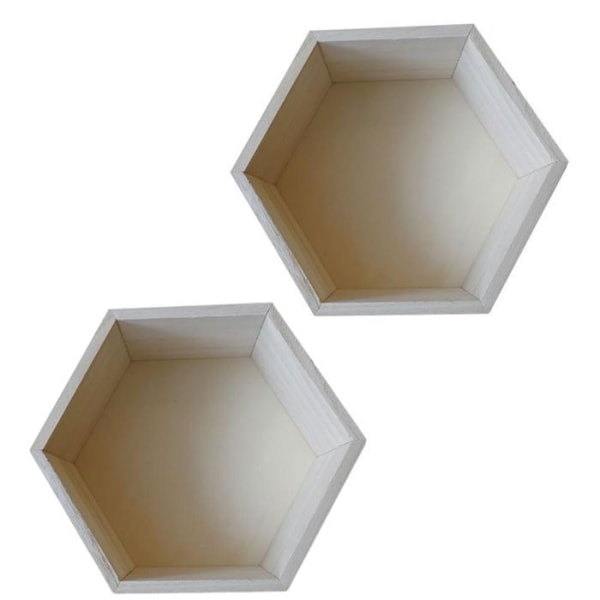 2 sekskantede træhylder 36 x 31 x 10 cm Beige