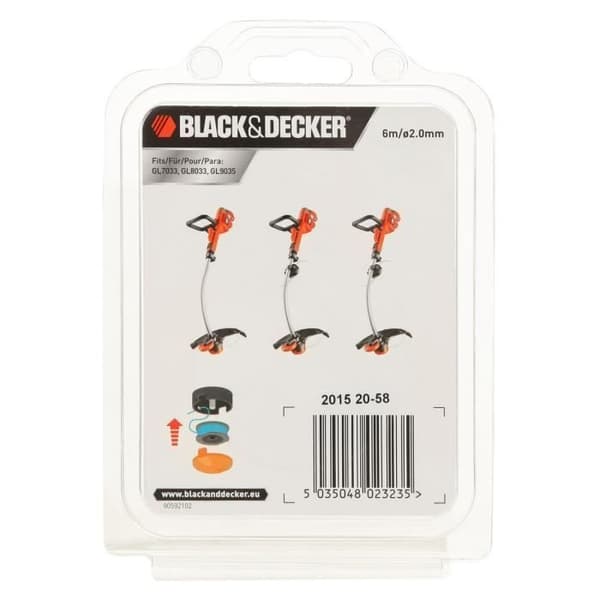 Bobine Reflex 6m tråd 2mm - BLACK + DECKER - GL7033 GL8033 GL9035 - Sort Sort