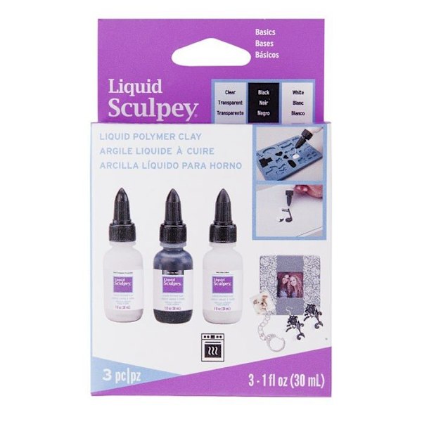 Argile Liquide - Polyform - ALSTNT1 - 3 flaskor - Transparent, Svart, Vit - 30 ml Transparent, svart, vit