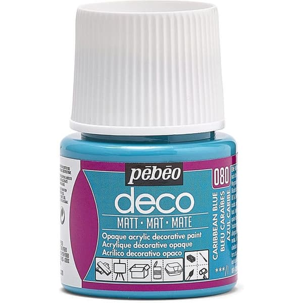 Acrylfärg - Pébéo - P.BO Déco - Karibblå - Matt - 45ml Karibiskt blått