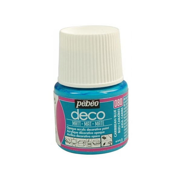 Akrüülivärv - Pébéo - P.BO Déco - Kariibi sinine - Matt - 45ml Karibiskt blått