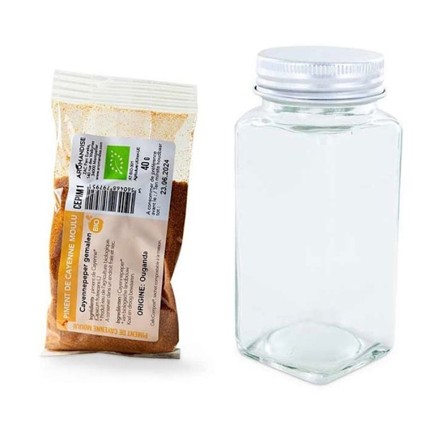 Krydderi portioneringsflaske + malet cayennepeber 40 g