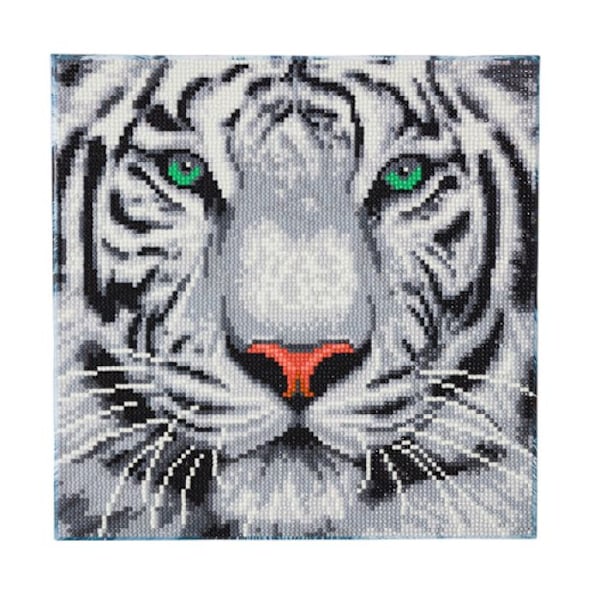 Tavla Broderi Diamant Kristalkonst 30x30cm Snöleopard Snöleopard