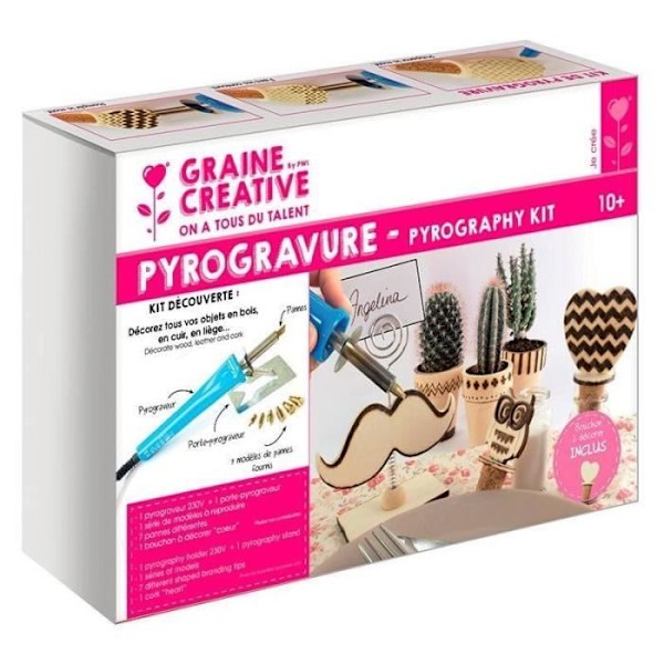 Pyrography discovery kit - Graine Créative - 7 tips + tillbehör