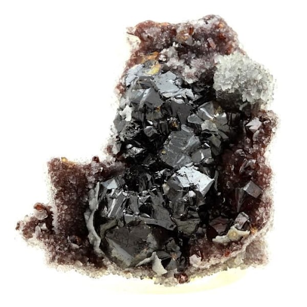 Sten og mineraler. Sphalerit + Kvarts. 1276,0 øre. Shuikoushan Mine, Hunan, Kina.