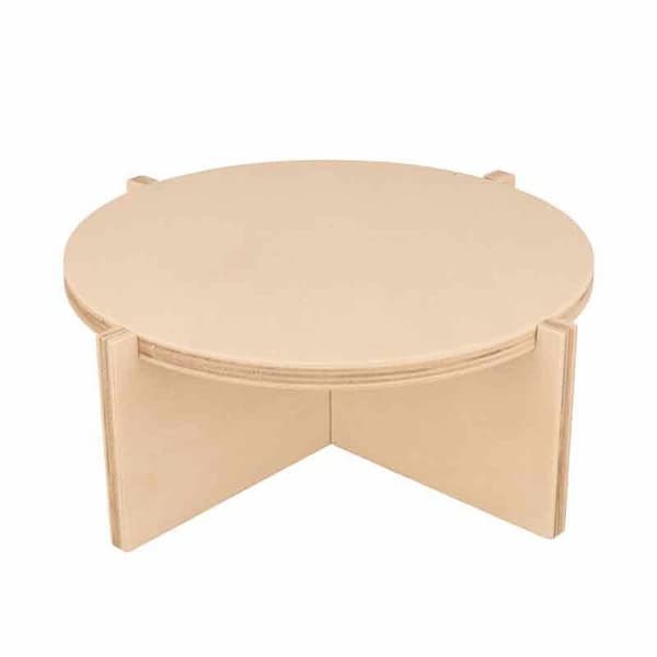 Sarja 3 pyöreää tukea puujaloilla beige