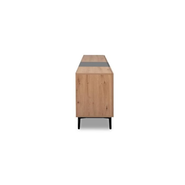 NOLA låg skänk / TV-enhet - Ek och svart dekor - 4 dörrar - L 200 x D 42 x H 65 cm hantverkare ek / svart