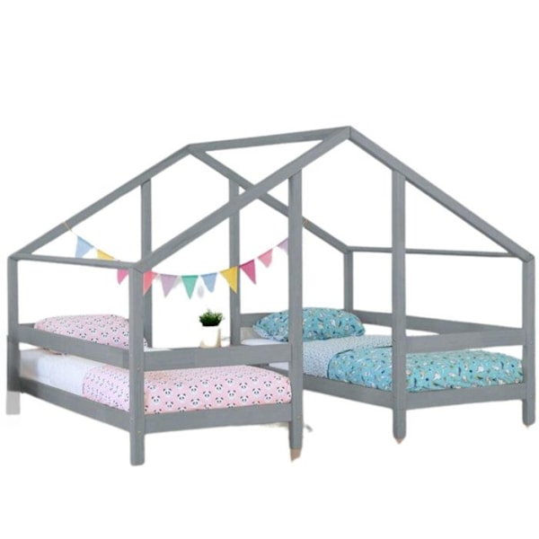 Lit cabane VILLY 2 pladser 90 x 180 grå Grå