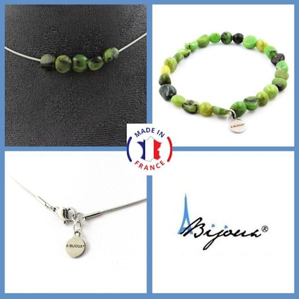Sten og mineraler. Smykkesæt Armbånd Halskæde 5 Nephrite Jade perler fra Xiuyan Kina. Størrelse, der kan tilpasses.