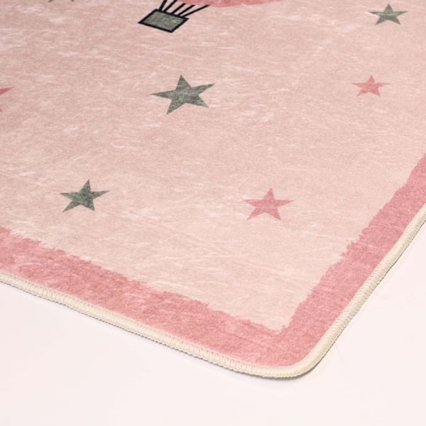 Matta - MONGOLFIERE - Rosa - 80x150 cm - Halkskydd - Maskintvättbar - Mjuk vid beröring Rosa