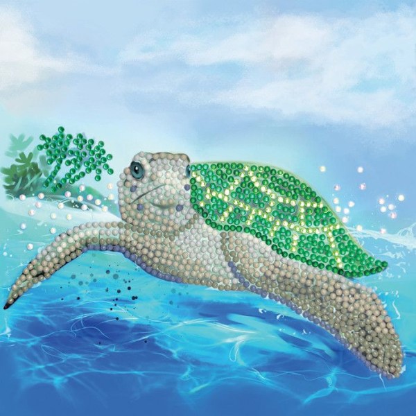 Kit til diamantbroderi 18x18cm Skildpadde Flerfärgad