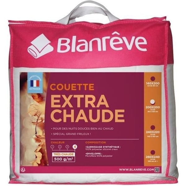 BLANREVE Ekstra varm mikrofiberduvet - 200 x 200 cm - Hvid