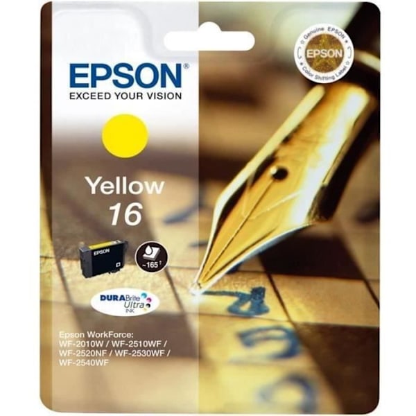 EPSON 16 Yellow mustepatruuna - Mustesuihkutulostustekniikka - Riittoisuus jopa 165 sivua