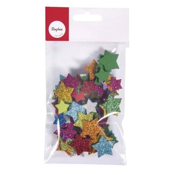 Skumpuder Stjerner Glitter - Rayher - 30231000 - 100 stk - Blandet - Selvklebende