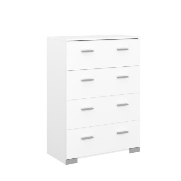 BOSTON komplett sovrum: 140x190 vuxen säng + byrå + 2 sängbord - Vit inredning - Made in France Vit