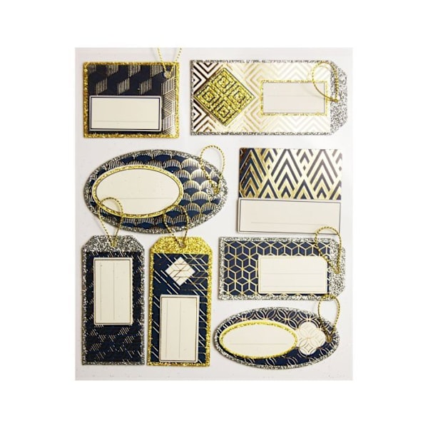 8 självhäftande presentetiketter - Geometrisk - Glitter Flerfärgad