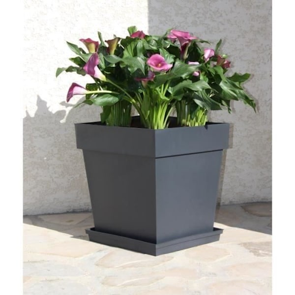 EDA Toscany neliön kukkaruukku - 39 x 39 x K 39 cm - 38 L - Antrasiitinharmaa
