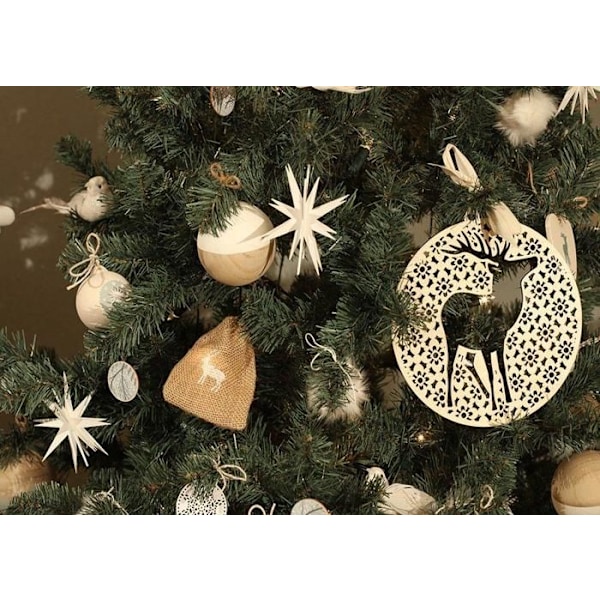 Puu-medaillon - Artemio - Sumuiset talvijuhlat - Hirvimotiivi - 20 cm - Personoitavissa Beige
