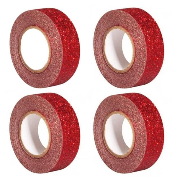4 glittrande tejp 5 m x 1,5 cm - röd Röd