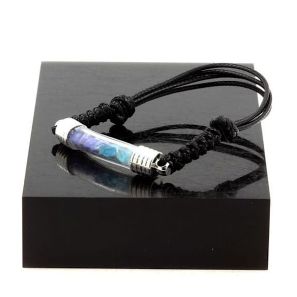 Armbånd - ABIJOUX - Tanzanit + Apatit Paraiba - Justerbart 16-24 cm - Naturlige materialer - Sort Svart