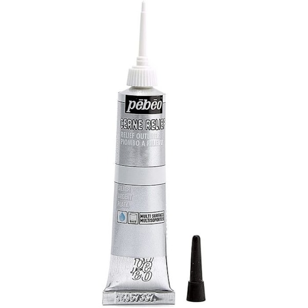 Cerne relief - Pébéo - Sølv - Tube 20 ml - Spids applikator - Maksimal præcision Pengar