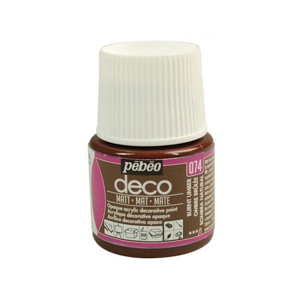 Akrylmaling - Pébéo - P.BO Déco - Brændt umber - Mat - 45ml bränd skugga