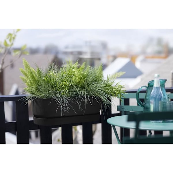 ELHO Greenville Easy Balcony 52 Blomsterpotte - Living Black - Balkon - L 21,2 x B 52 x H 19,4 cm Svart