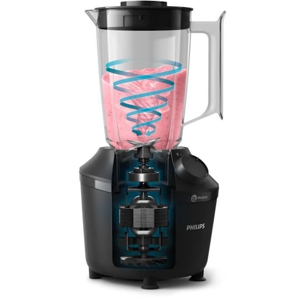 Blender - PHILIPS - Daglig HR2041/41 - 4 ProBlend blade – Maksimal kapacitet på 1,9L – 450 W - 1 hastighed - Pulsfunktion - Sort
