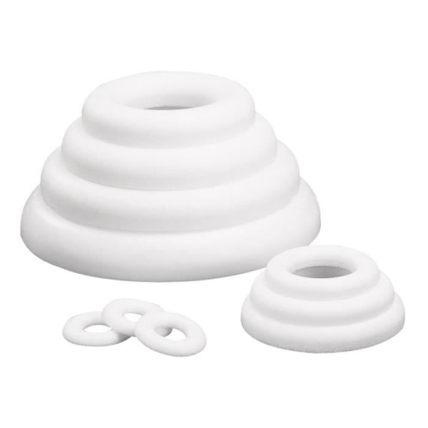 Fladt ring i polystyren, 17 cm ø Vit