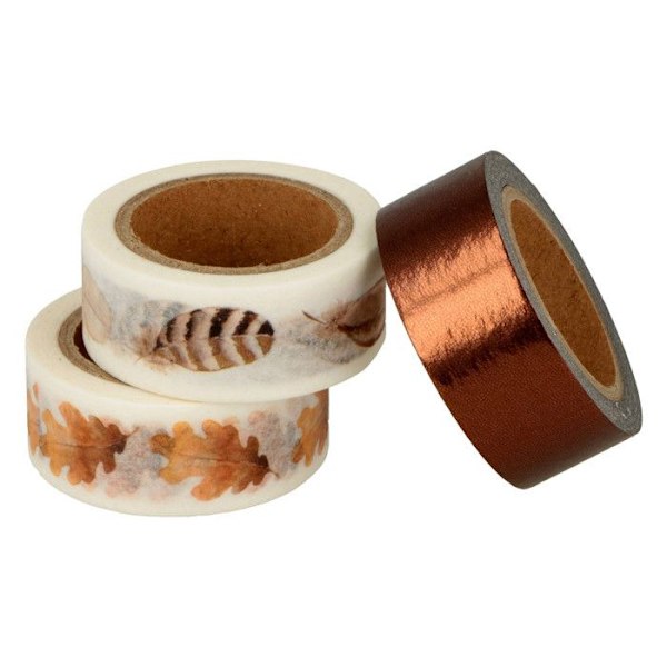 3 Höstmaskeringstejp 15 mm x 5 m kastanj