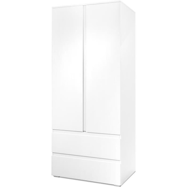 Image 60A kaappi - 2 saranoitua ovea - 2 laatikkoa - Matt White - L80 x K191 x S55 cm