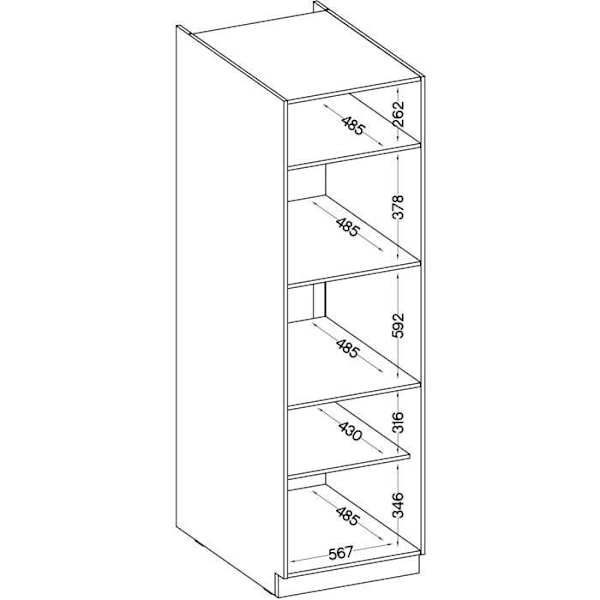 Ugnspelarskåp med 2 gångjärnsdörrar - Grå - L 60 x D 57 x H 210 cm - LASSEN Grå