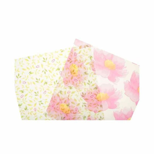 Artemio painettu kuultopaperi - Puutarhassa - 30 x 30 cm - 4 kpl Svartvitt blomtryck på transparent 