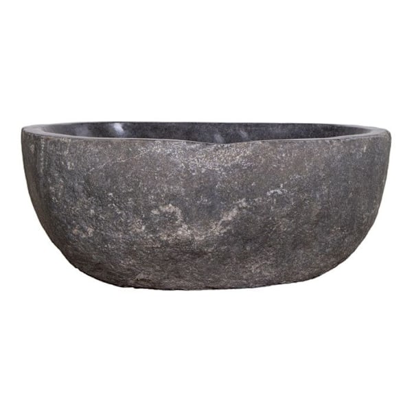 Brun naturstenseffekt Riverstone vask Svart