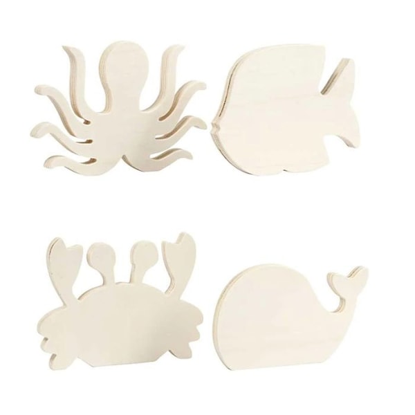 Havdyr af træ til dekoration 16 cm Beige