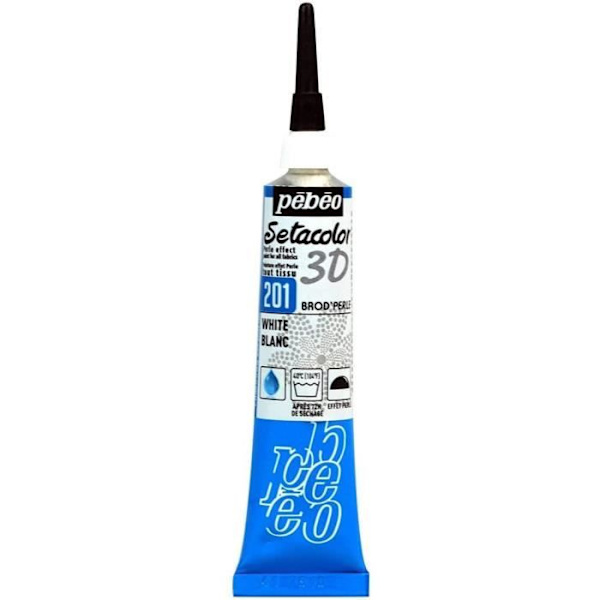 Textilmålning - PEBEO - Setacolor 3D Dimensional Brod Perle Pearl Effect Tub 20 ml - Silver Pengar