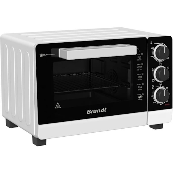 BRANDT FC265MWST Kompakti Uuni - 26L - Monitoiminen - Säädettävä termostaatti 250°C asti - Valkoinen ja musta