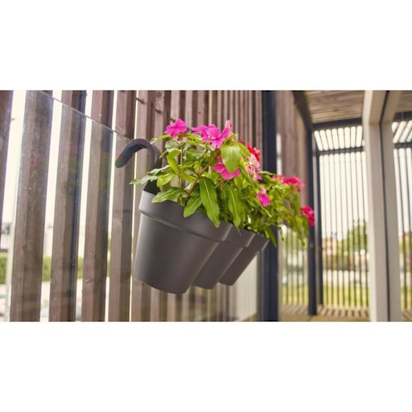ARTEVASI Blomkruka för balkong Capri Individ - 30,5 x 54 x H 28 cm - 11 L - Antracitgrå Kolgrå