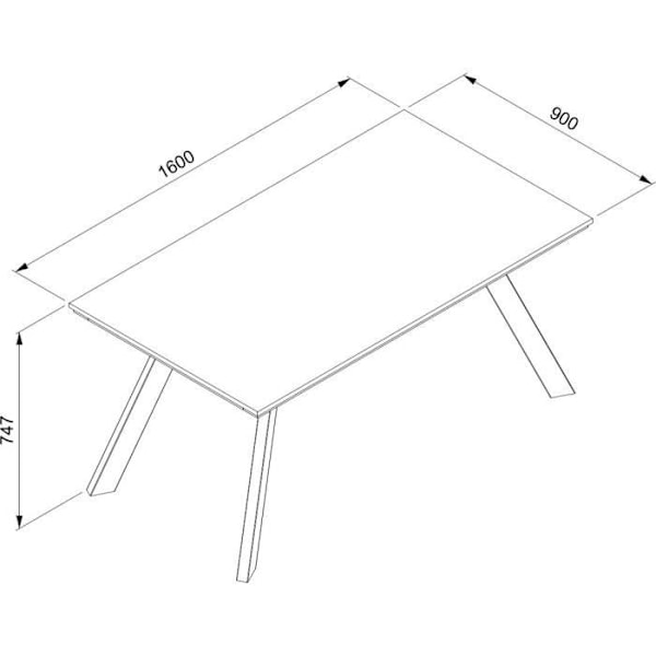 KONSTANZ enkelt spisebord - 6 til 8 personer - Beton og sort melamin - L160 x H75 x D90 cm Strukturbetong / Svart