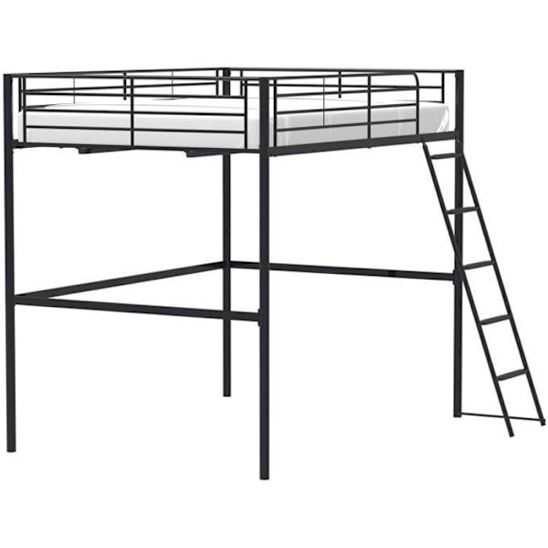 ELIOT metal loftseng - Sort - Base inkluderet - 140 x 200 cm Svart