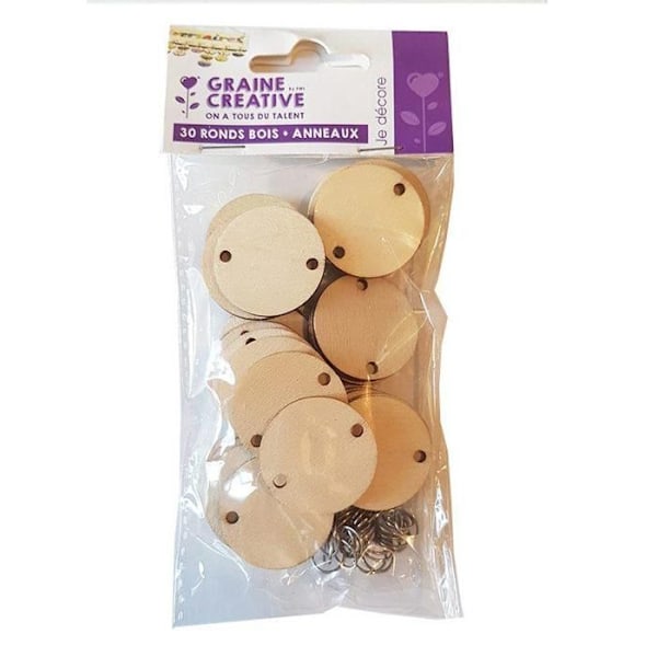 Träcirklar - Ej specificerat - 30 stycken - Diameter 3 cm - Anpassningsbara - Födelsedagskalender Beige