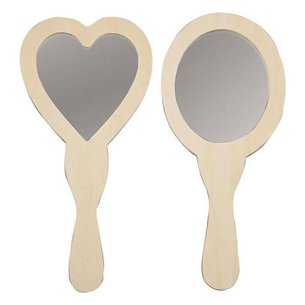 Trähandspeglar - Set med 2 delar - Ref 577160 - Färg Beige - Sovrum - Oval form - Vuxen publik kastanj