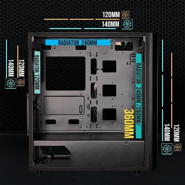PC kabinet uden strømforsyning - BITFENIX Saber Mesh (Sort) - Midtårn - ATX format