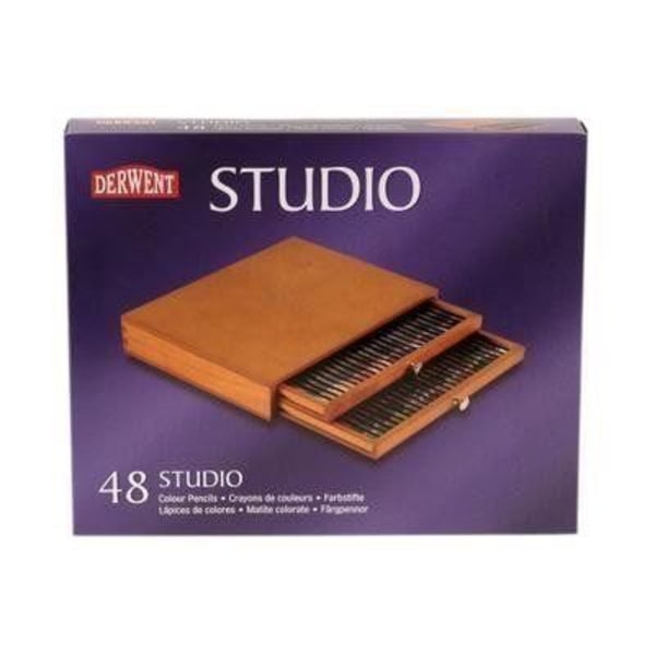 Färgpennor - Derwent - Studio - Trälåda med 48 - 4 färger - Blandat 4 färger