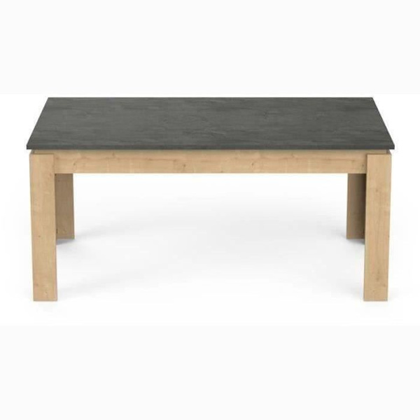 Stuesæt - AUSTIN - Spisebord 170x90 cm - Vitrine - 2-dørs skænk - Hamilton eg og grå Hamilton Ek/trottoar
