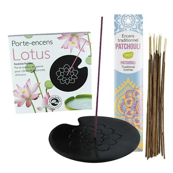 Lotus røgelsesholder + indisk Patchouli røgelse