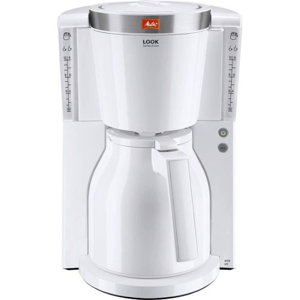 MELITTA Look IV Therm Selection 1011-11 Filter Kaffebryggare Vit/borstat stål - 12 koppar - AromaSelector - 1000W