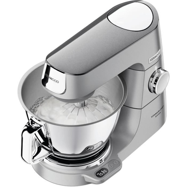 KENWOOD KVC85.124.SI - Titanium Chef Baker bakverksrobot - 2 skålar i rostfritt stål 3,5L och 5L - Integrerad våg 6kg - Blender 1,8L -