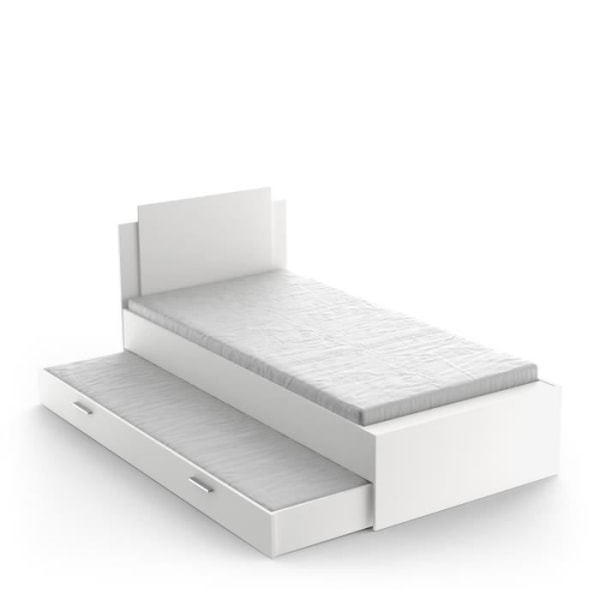 LIFE utfällbar säng för 1 person - 90 x 190/200 cm - Vit dekor - DEMEYERE - Tillverkad i Frankrike